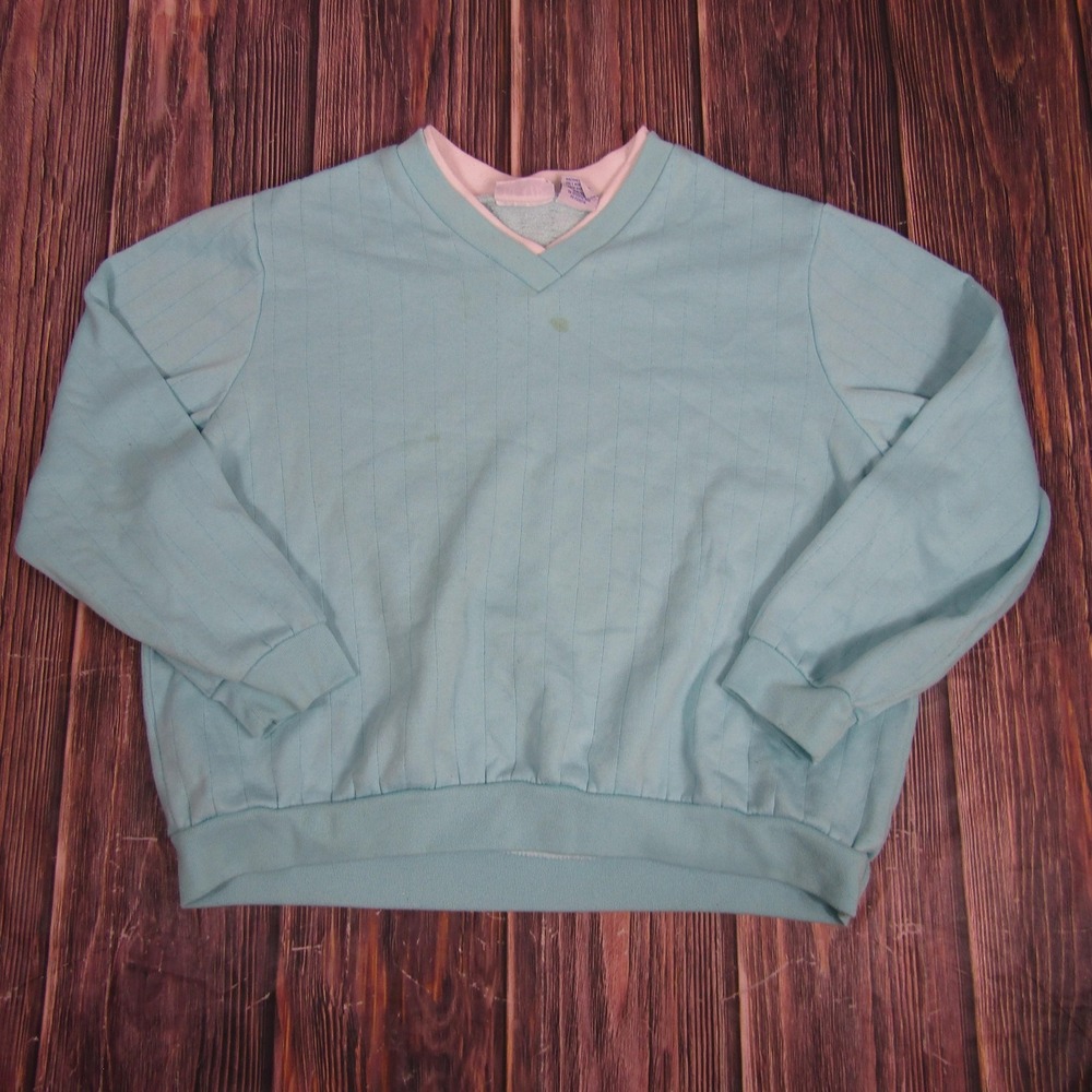 Blair Sweatshirt Womens XL Seafoam Green V-Neck Mock‎ Collar Pullover Ribbed